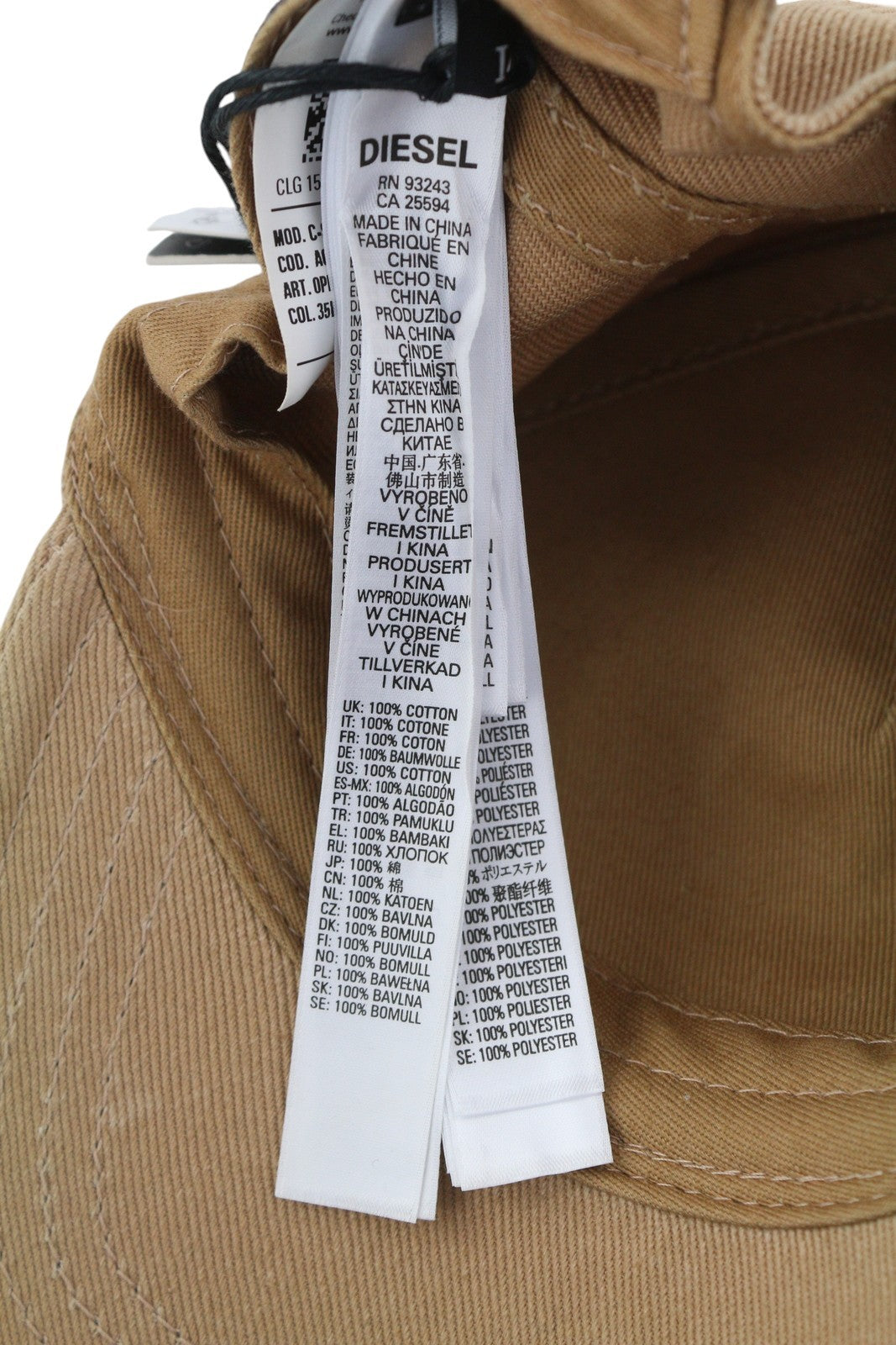 DIESEL C-Stone Men's Cap One Size Baseball D-Rill Usion Brown Cotton Logo