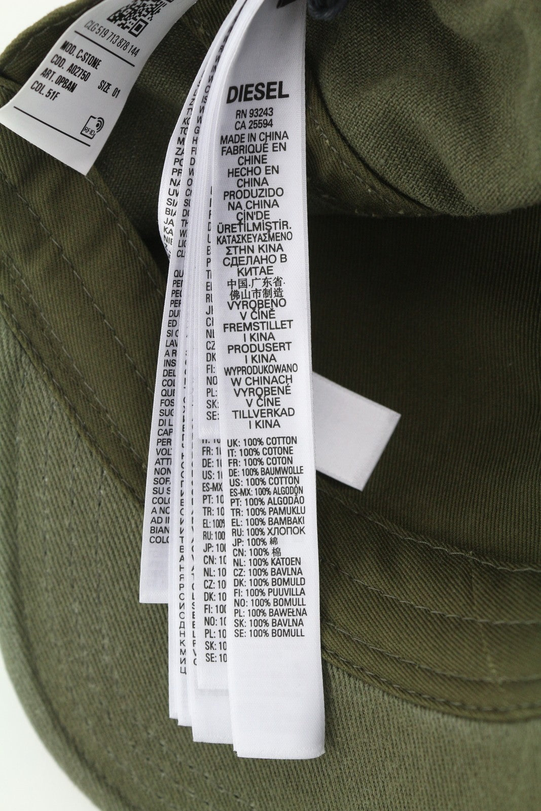 DIESEL C-Stone Men's Cap One Size Baseball D-Rill Usion Green Cotton Logo