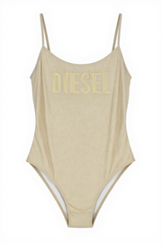 DIESEL Bfsw-Gretel Women's Swimsuit S One-Piece Glitter Stretch Beige RRP110