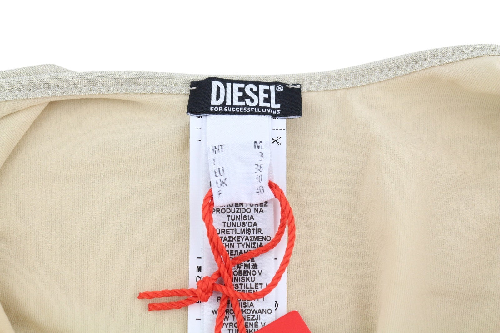 DIESEL Bfsw-Gretel Women's Swimsuit M One-Piece Glitter Stretch Beige RRP110