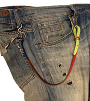 DSQUARED2 Unisex Chain OS Leather Colourful Press Stud Silver Tone Details