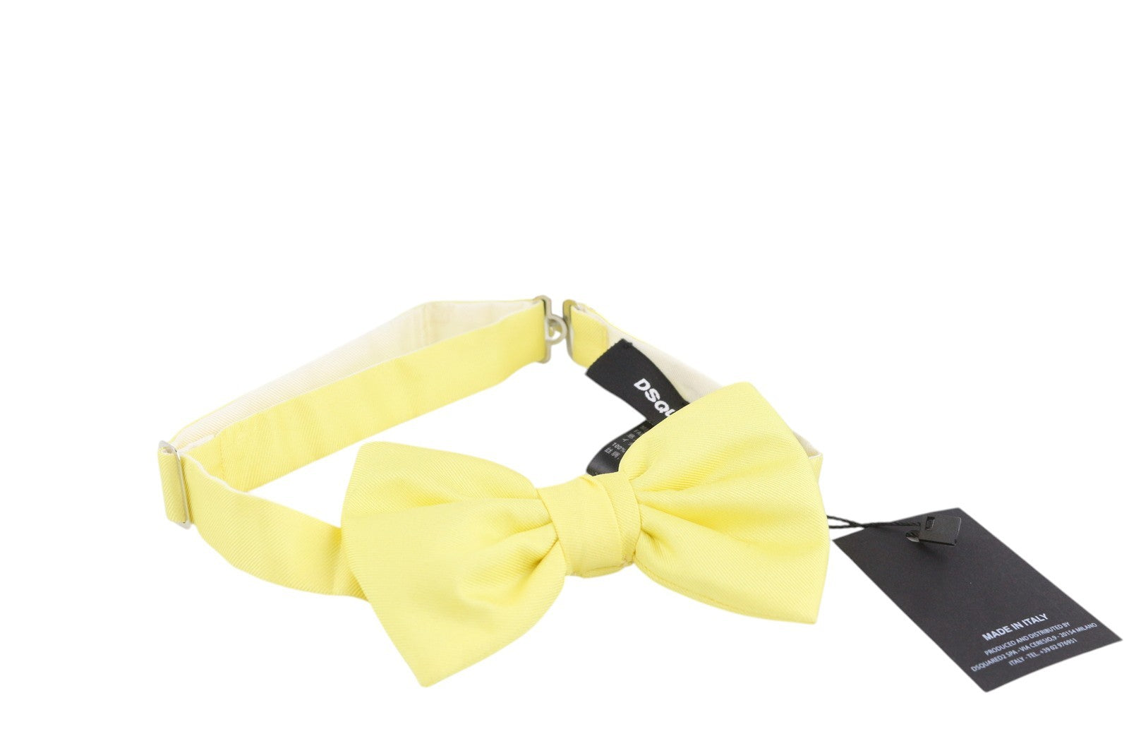 DSQUARED2 Men Bow Tie OS Silk Yellow Butterfly Self-Tie Formal All Seasons
