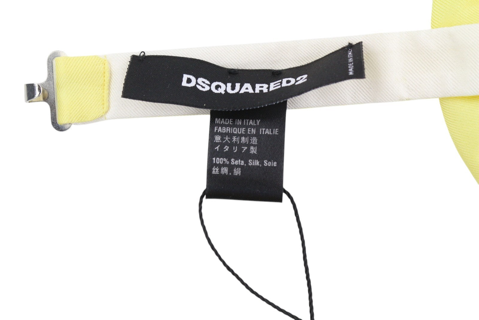 DSQUARED2 Men Bow Tie OS Silk Yellow Butterfly Self-Tie Formal All Seasons