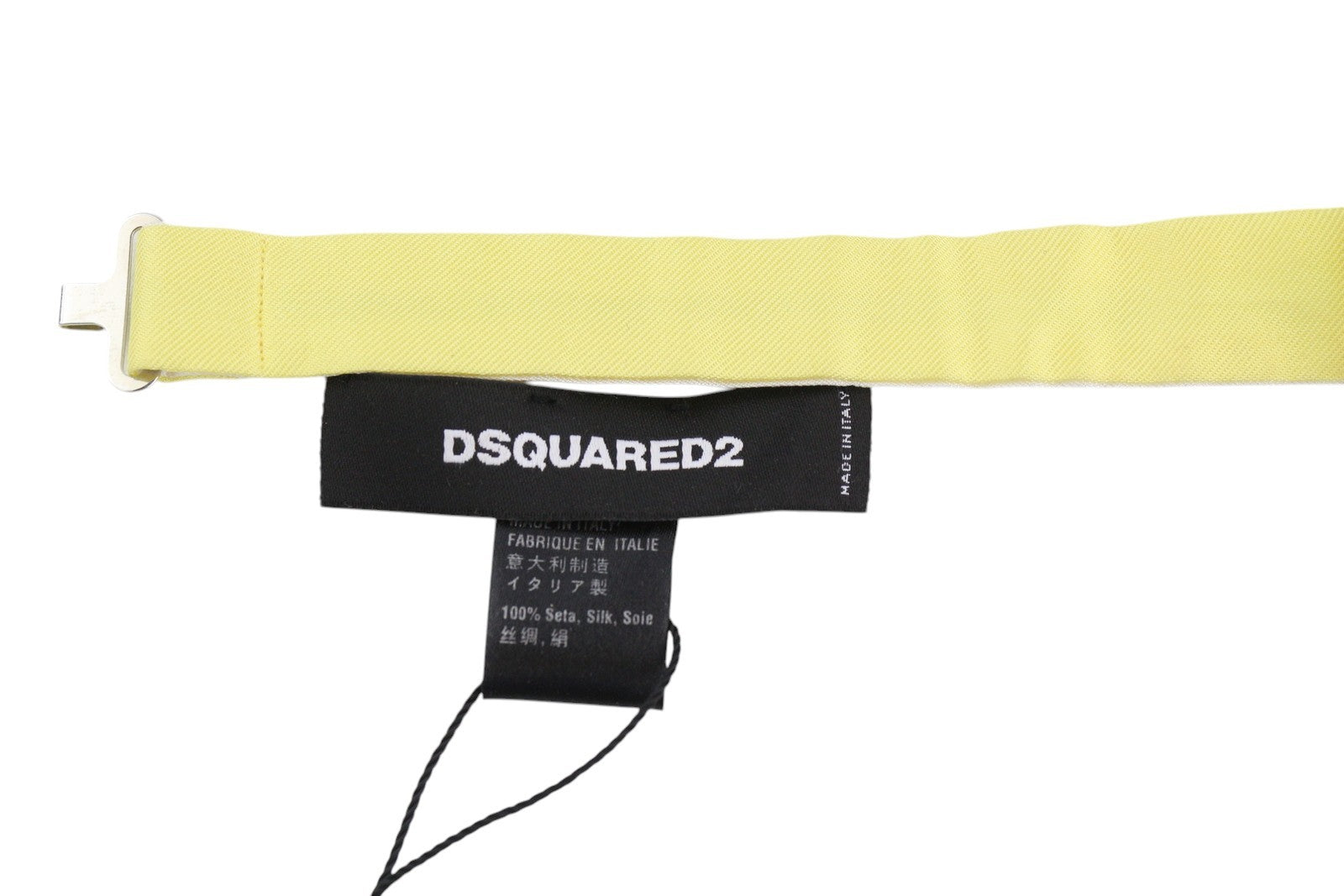 DSQUARED2 Men Bow Tie OS Silk Light Yellow Butterfly Self-Tie Formal Logo