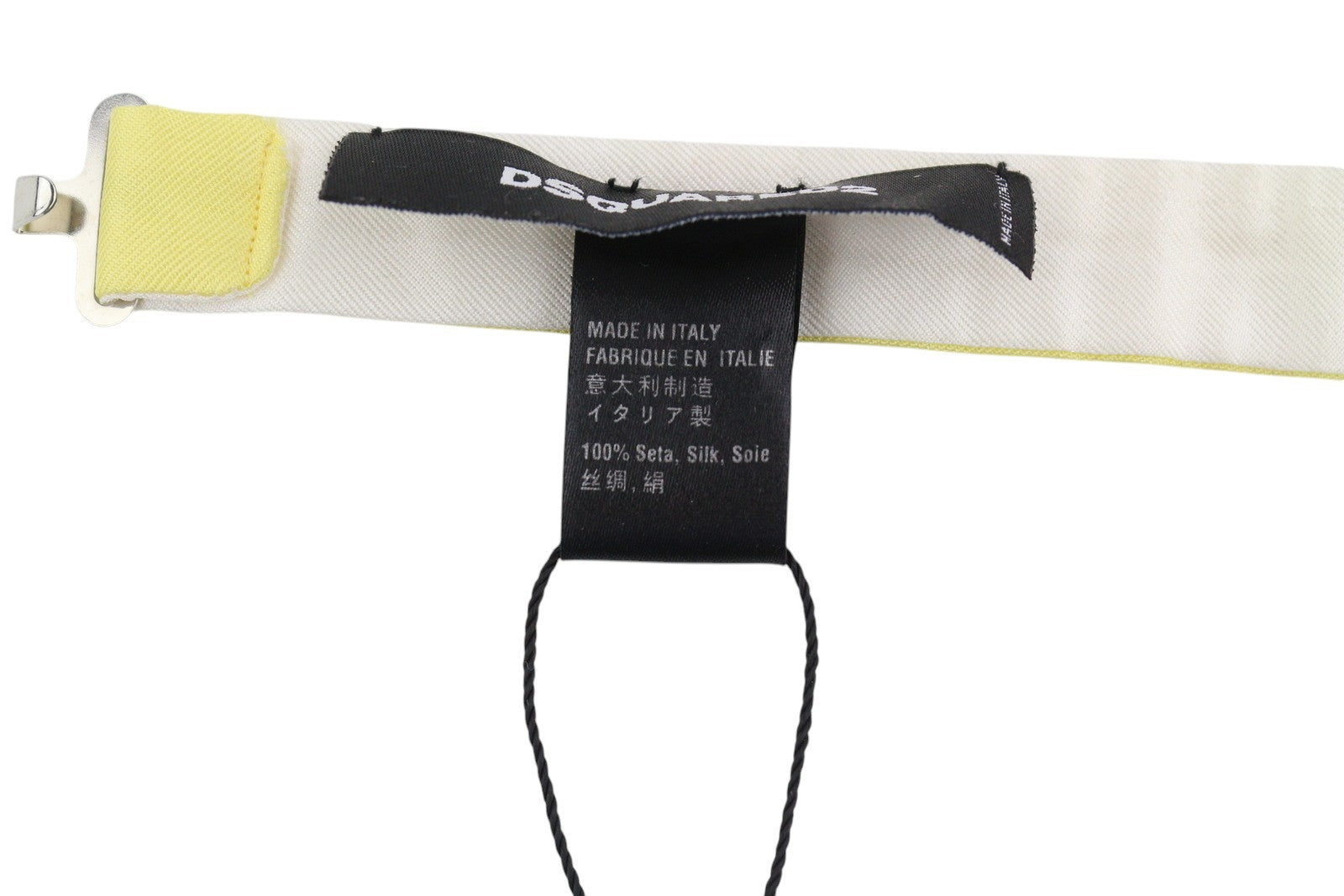 DSQUARED2 Men Bow Tie OS Silk Light Yellow Butterfly Self-Tie Formal Logo