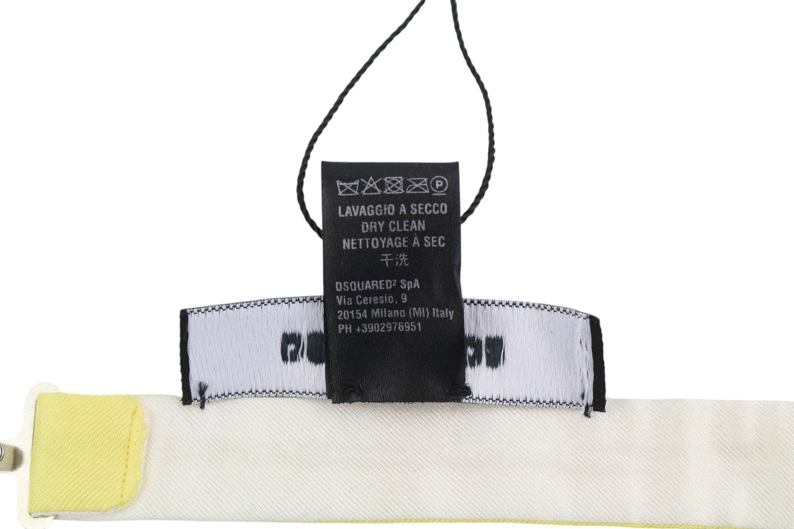 DSQUARED2 Men Bow Tie OS Silk Light Yellow Butterfly Self-Tie Formal Logo