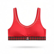 DIESEL Ufsb-Lizzys Women's Bra S Red Tartan Sleeveless Logo Round Neck Top