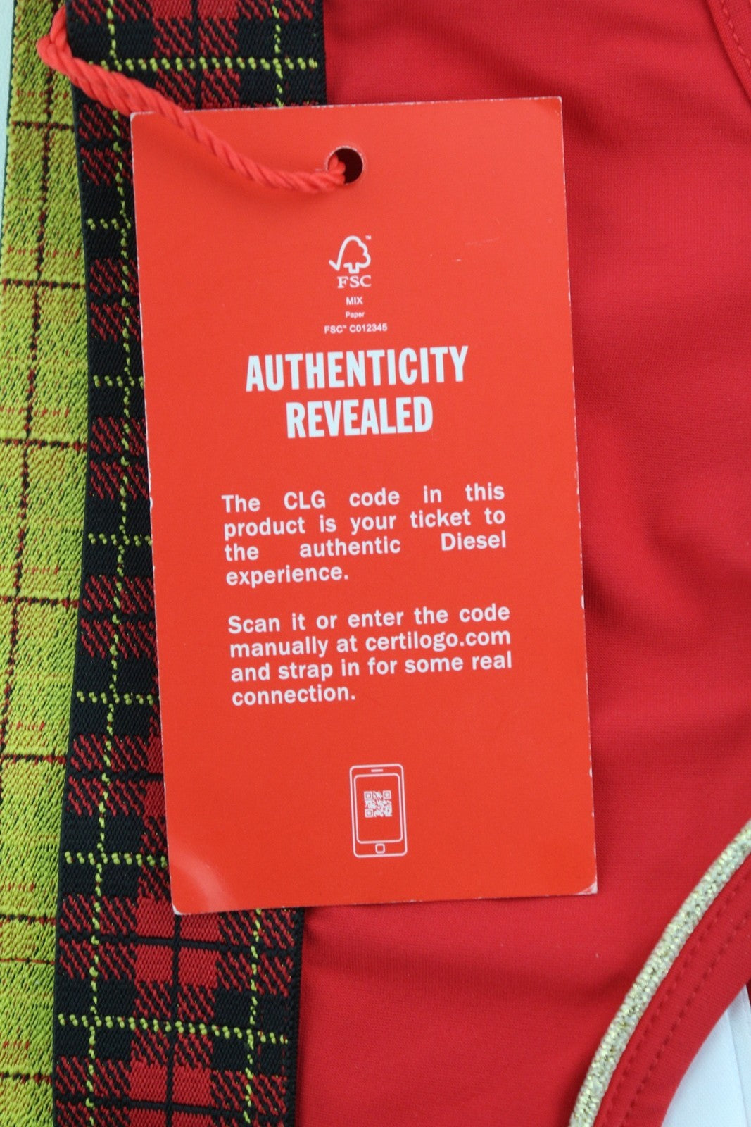 DIESEL Ufsb-Lizzys Women's Bra S Red Tartan Sleeveless Logo Round Neck Top