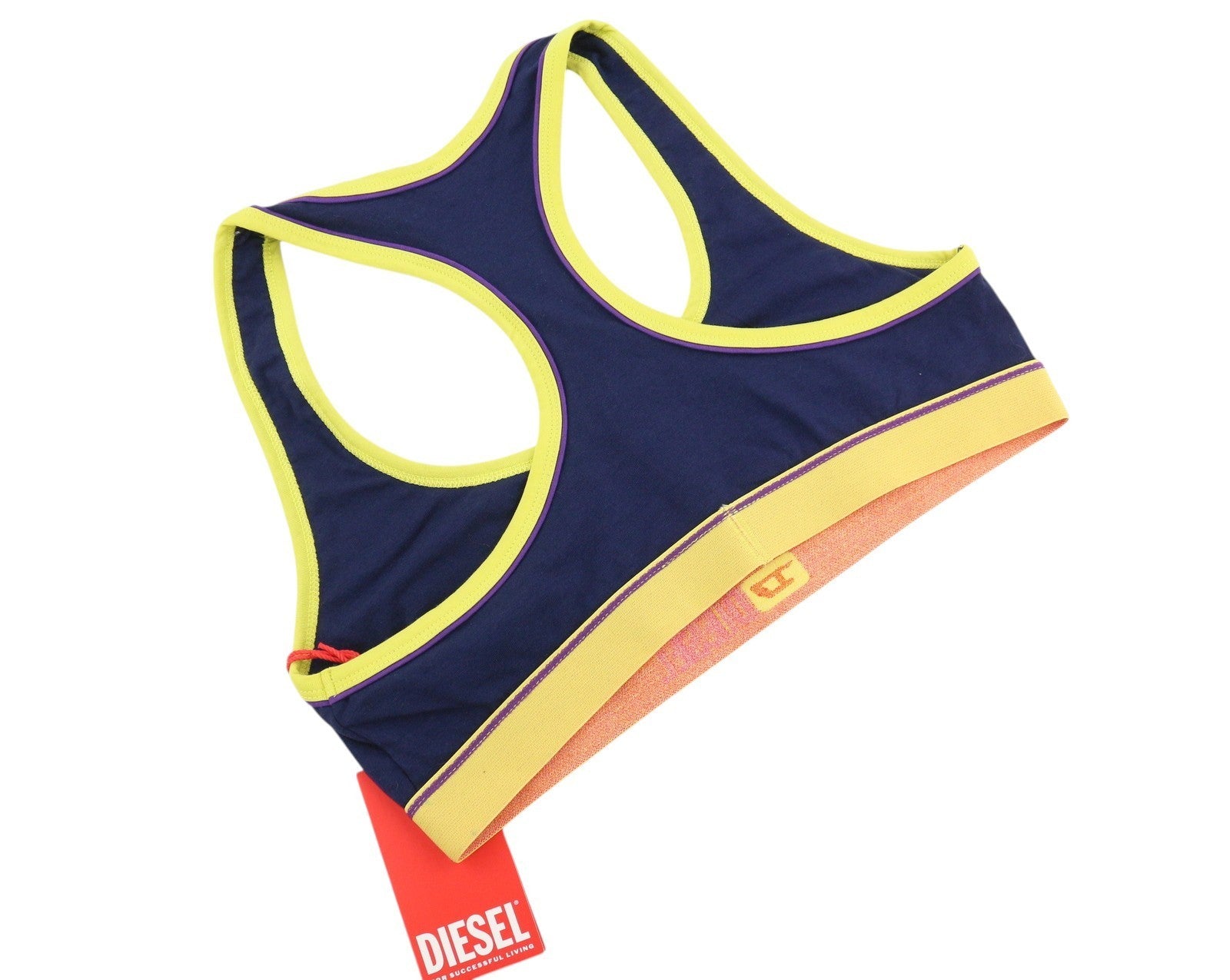 DIESEL Ufsb-Mileys Women's Sports Bra M Dark Blue Stretch Round Neck Top