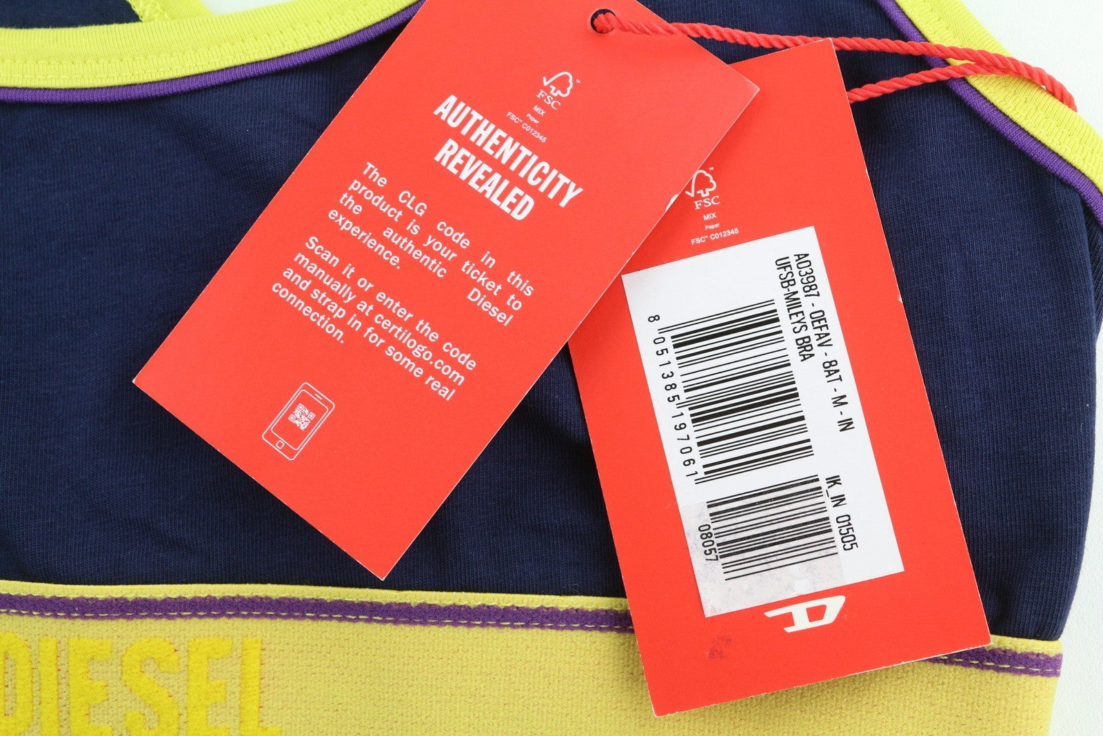 DIESEL Ufsb-Mileys Women's Sports Bra M Dark Blue Stretch Round Neck Top