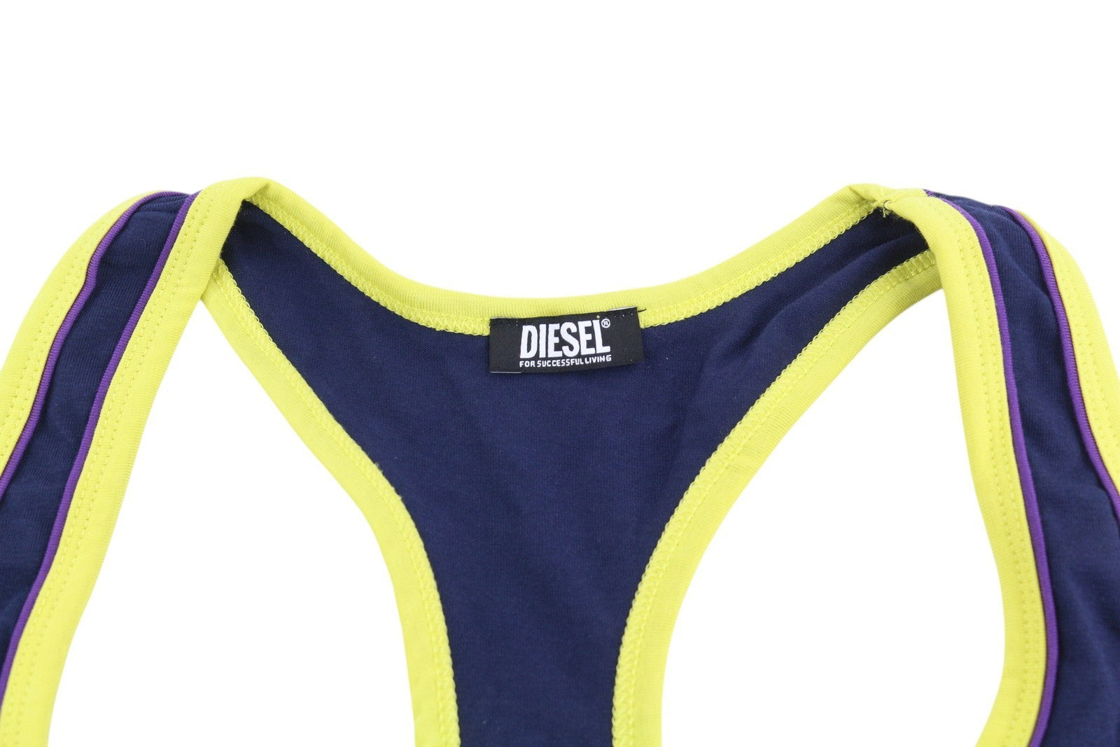 DIESEL Ufsb-Mileys Women's Sports Bra L Dark Blue Stretch Athletic Round Neck
