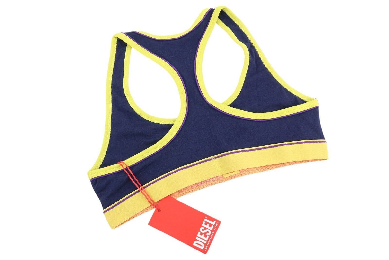 DIESEL Ufsb-Mileys Women's Sports Bra L Blue Logo Stretchy Athletic Round Neck