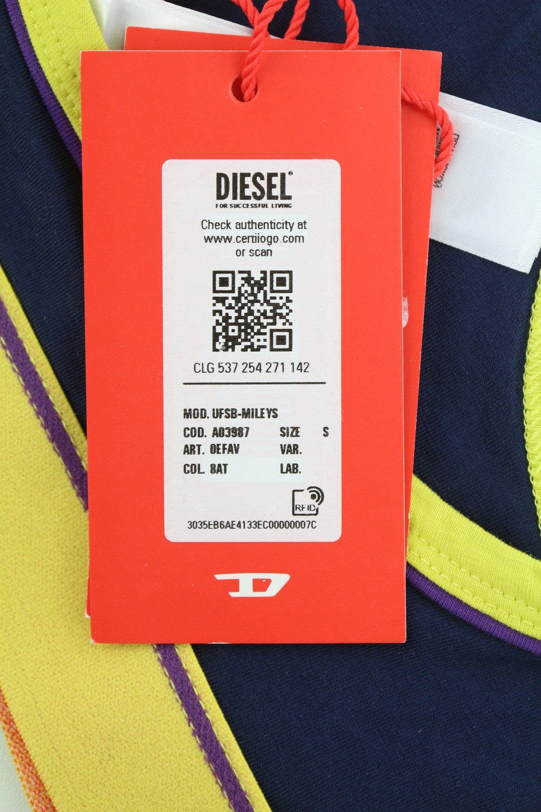 DIESEL Ufsb-Mileys Women's Sports Bra S Blue Stretchy Logo Sleeveless Active