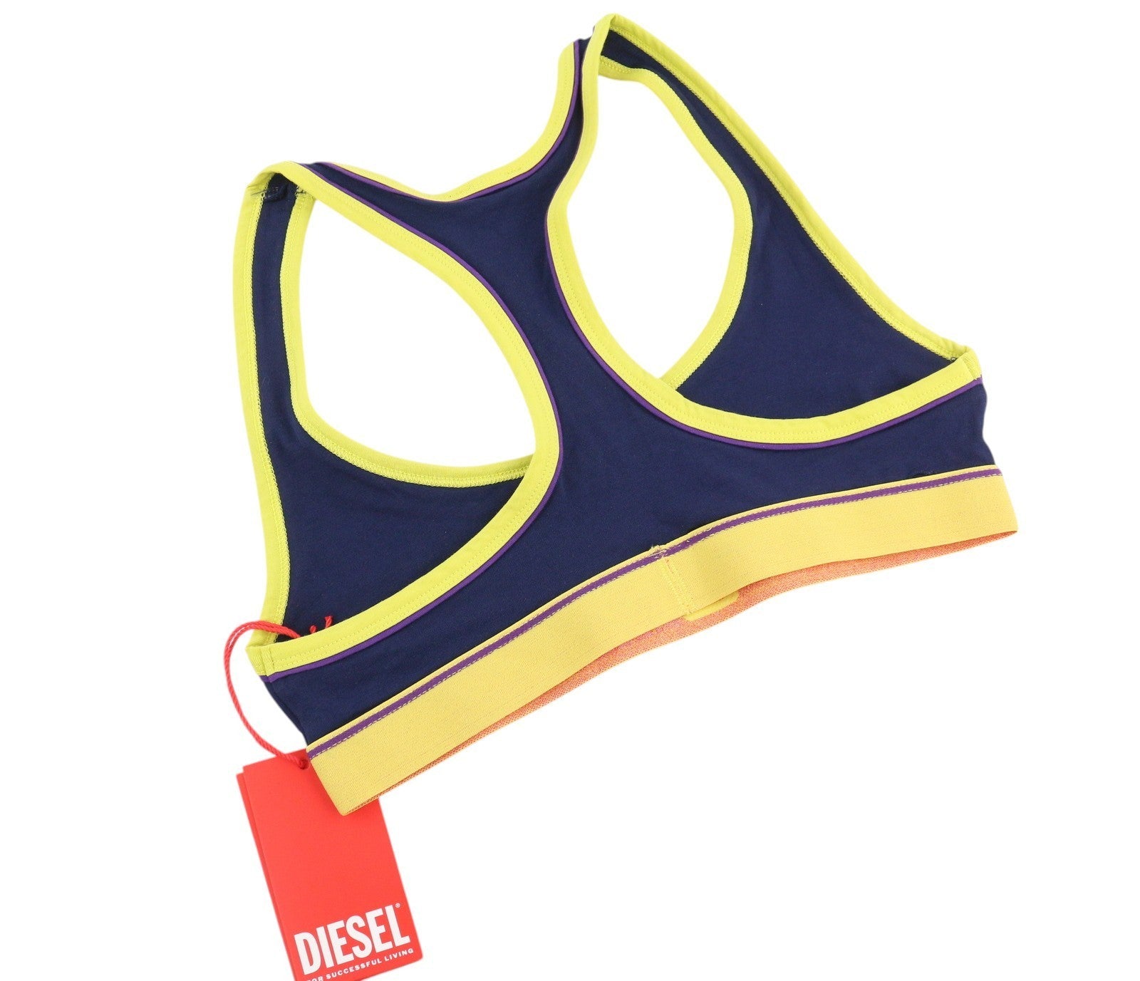 DIESEL Ufsb-Mileys Women's Sports Bra S Blue Stretchy Logo Sleeveless Active