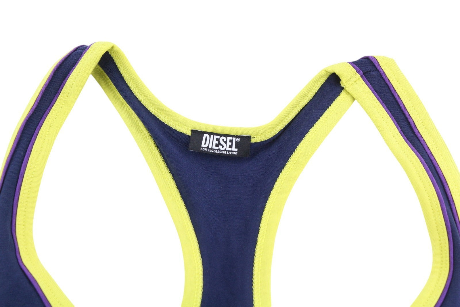 DIESEL Ufsb-Mileys Women's Sports Bra S Blue Stretchy Logo Sleeveless Active