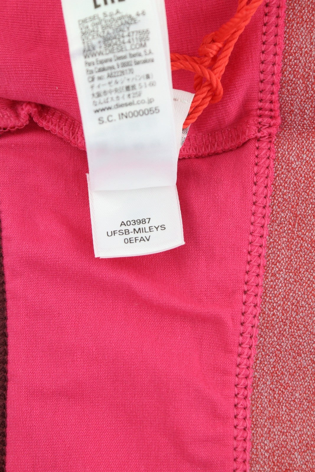 DIESEL Ufsb-Mileys Women's Sports Bra XL Pink Stretchy Logo Round Neck Top