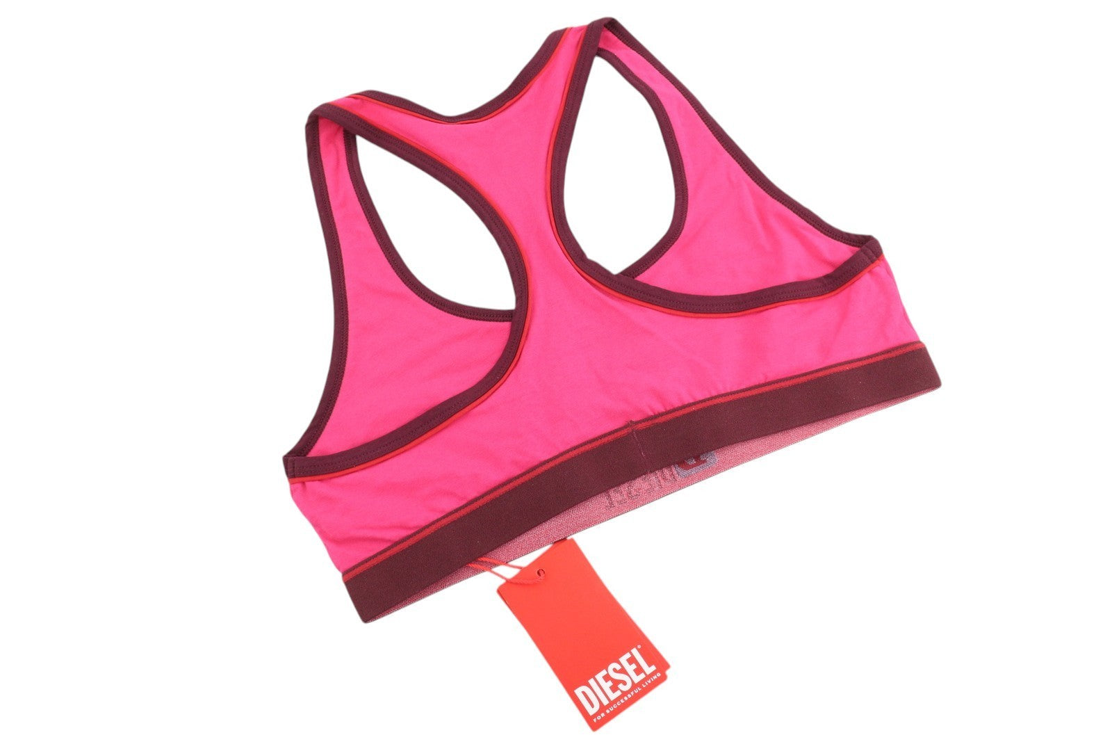 DIESEL Ufsb-Mileys Women's Sports Bra XL Pink Stretchy Logo Round Neck Top