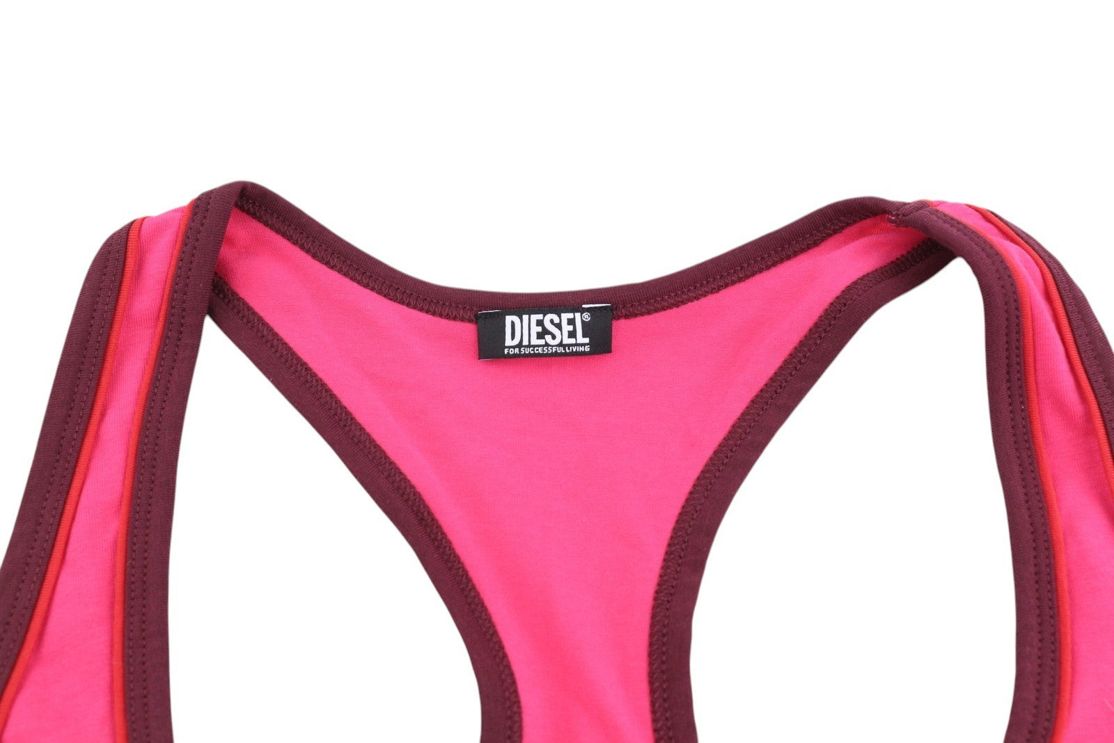 DIESEL Ufsb-Mileys Women's Sports Bra XL Pink Stretchy Logo Round Neck Top