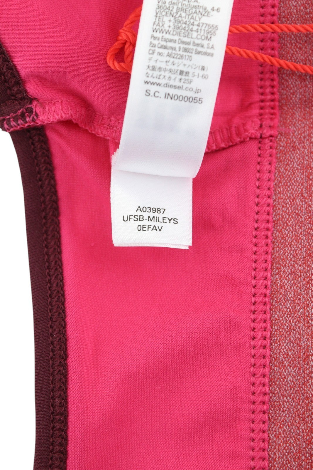 DIESEL Ufsb-Mileys Women's Sports Bra S Pink Logo Stretch Sleeveless Training