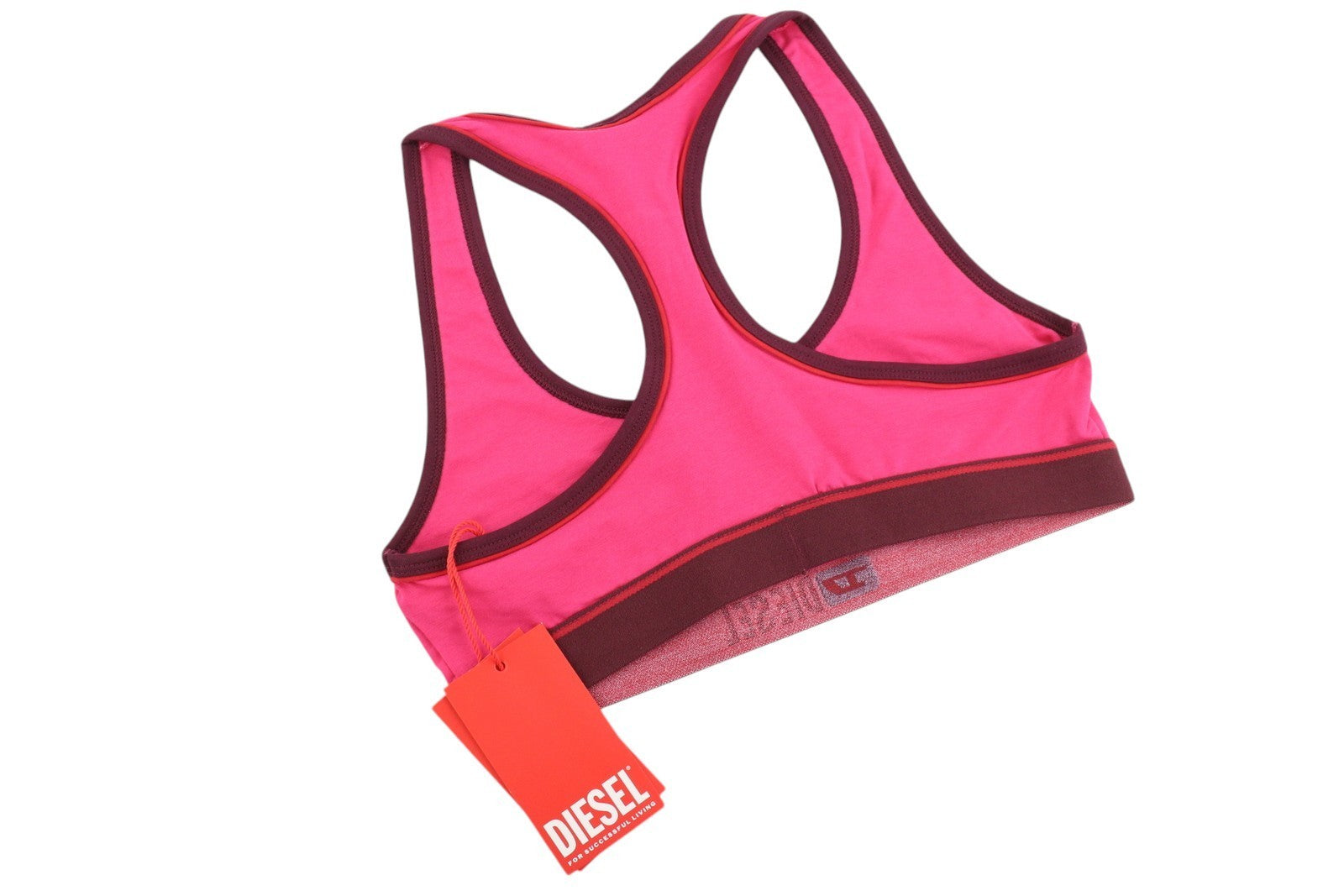 DIESEL Ufsb-Mileys Women's Sports Bra S Pink Logo Stretch Sleeveless Training