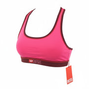 DIESEL Ufsb-Mileys Women's Sports Bra L Pink Stretchy Logo Activewear Top