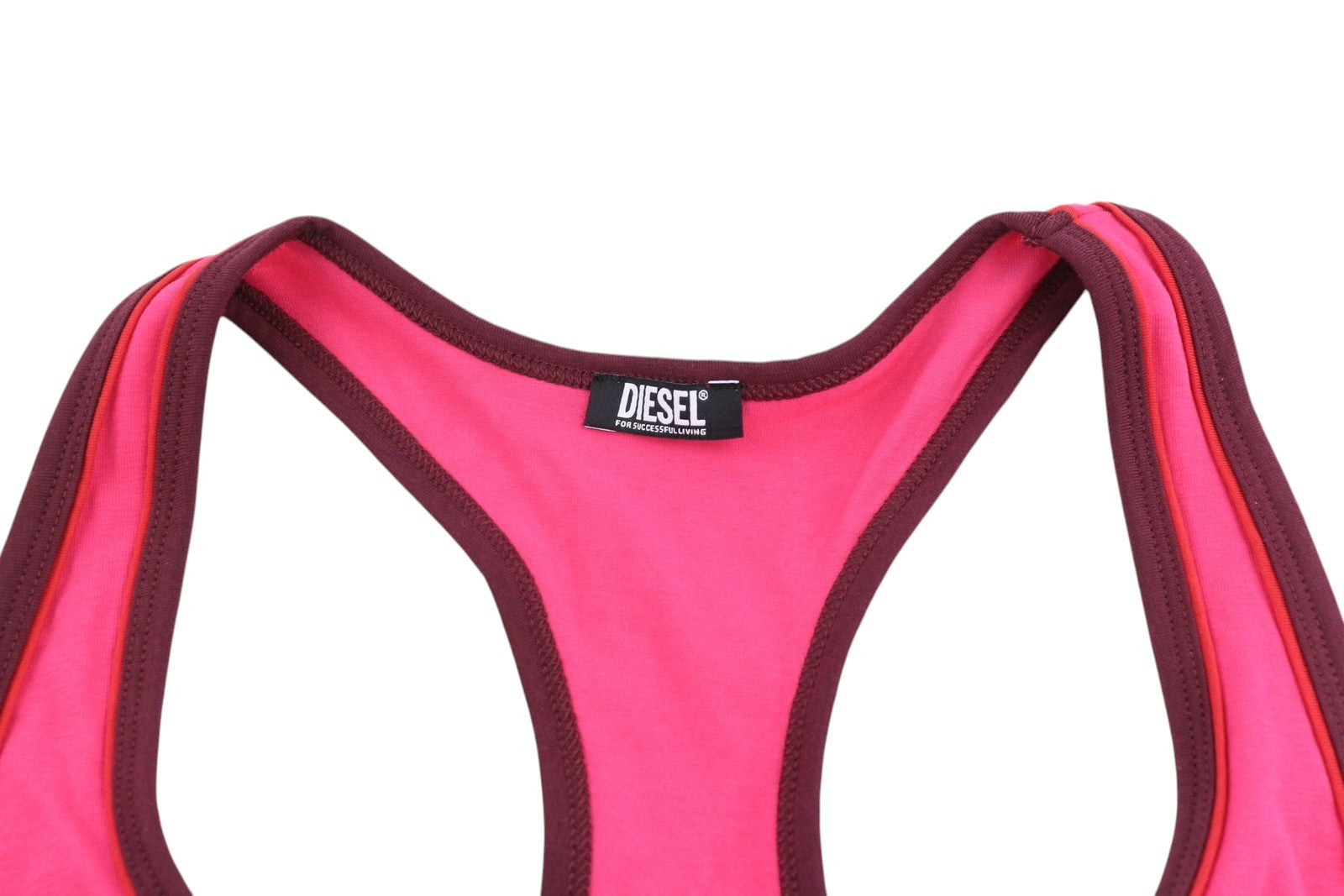 DIESEL Ufsb-Mileys Women's Sports Bra L Pink Stretchy Logo Activewear Top