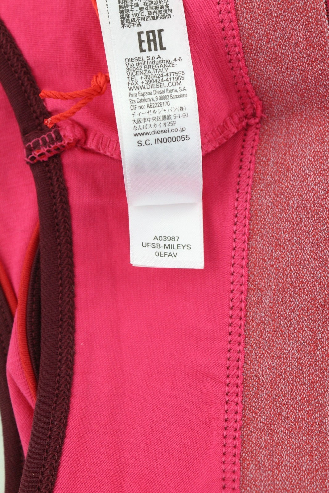 DIESEL Ufsb-Mileys Women's Sports Bra M Pink Stretch Logo Sleeveless Fitness