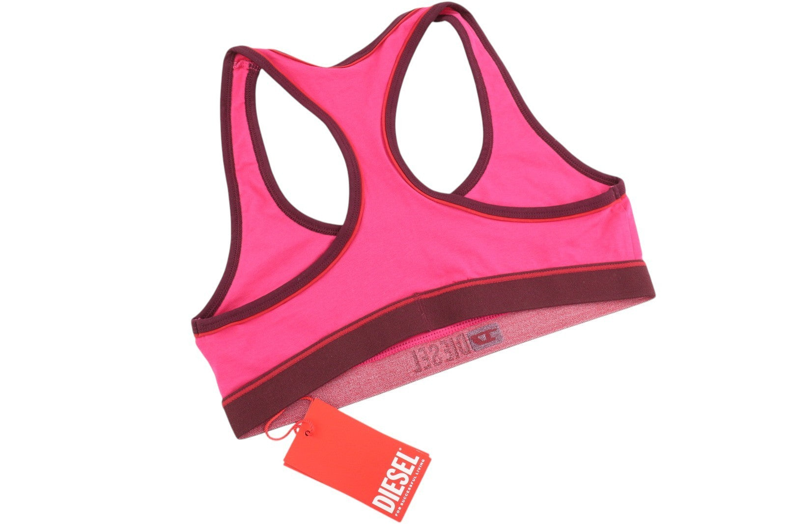 DIESEL Ufsb-Mileys Women's Sports Bra M Pink Stretch Logo Sleeveless Fitness