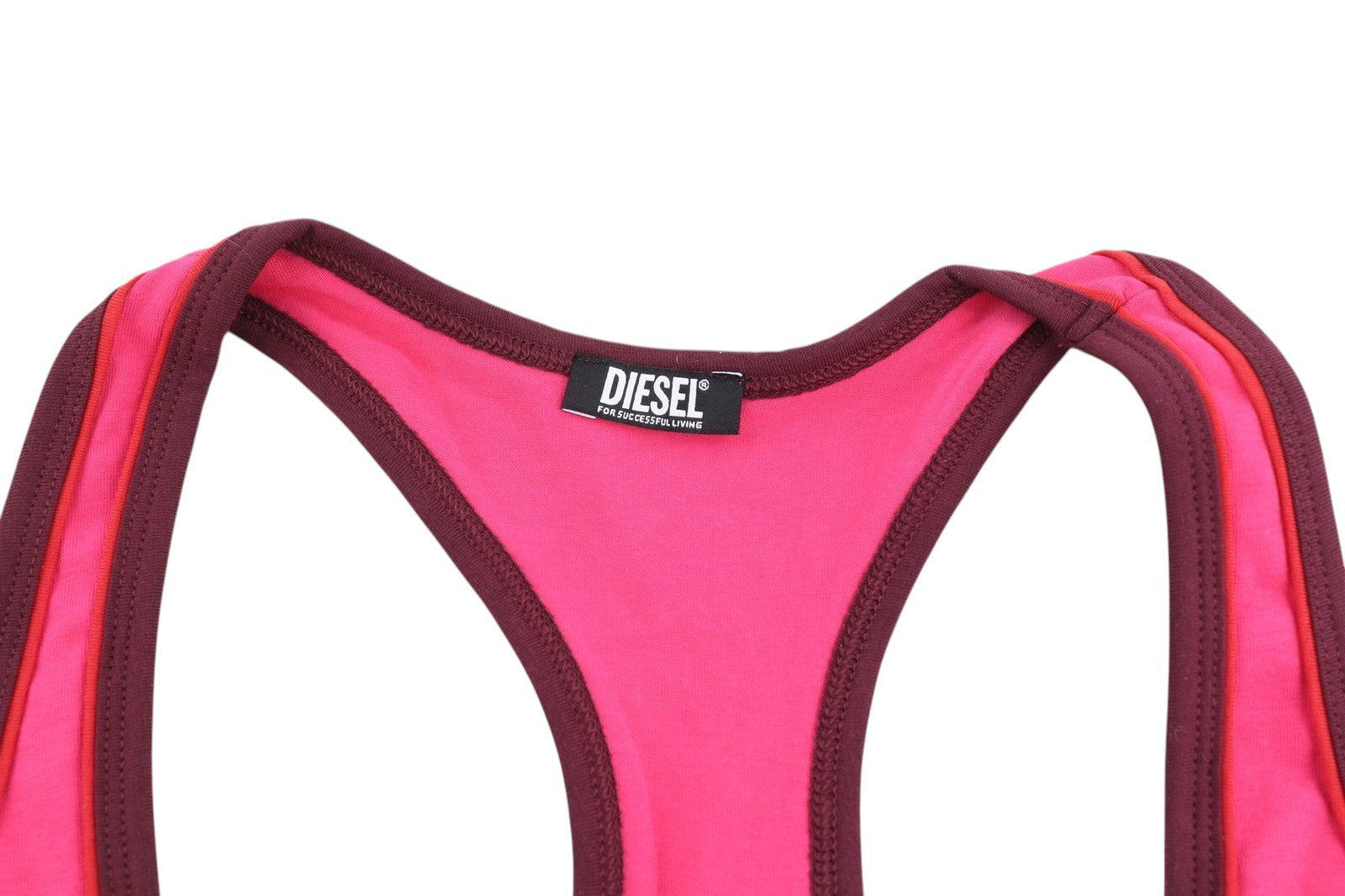 DIESEL Ufsb-Mileys Women's Sports Bra M Pink Stretch Logo Sleeveless Fitness