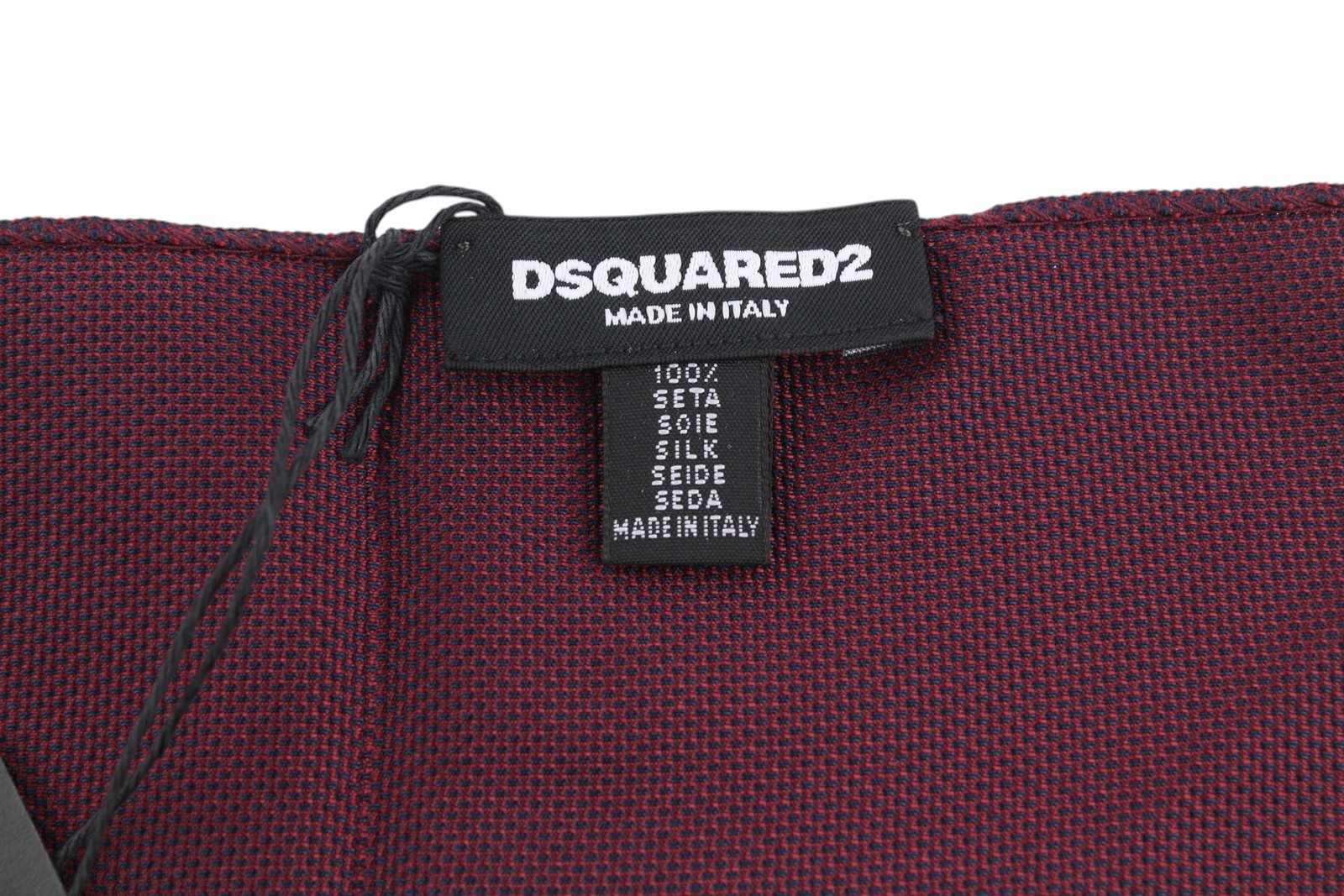 DSQUARED2 Men Handkerchief 20x20 CM Burgundy Silk Pocket Square Pattern RRP199