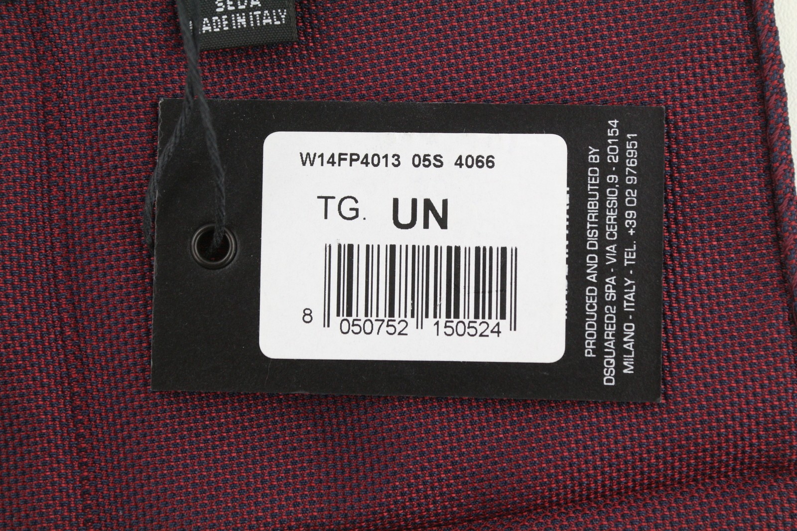 DSQUARED2 Men Handkerchief 20x20 CM Burgundy Silk Pocket Square Pattern RRP199