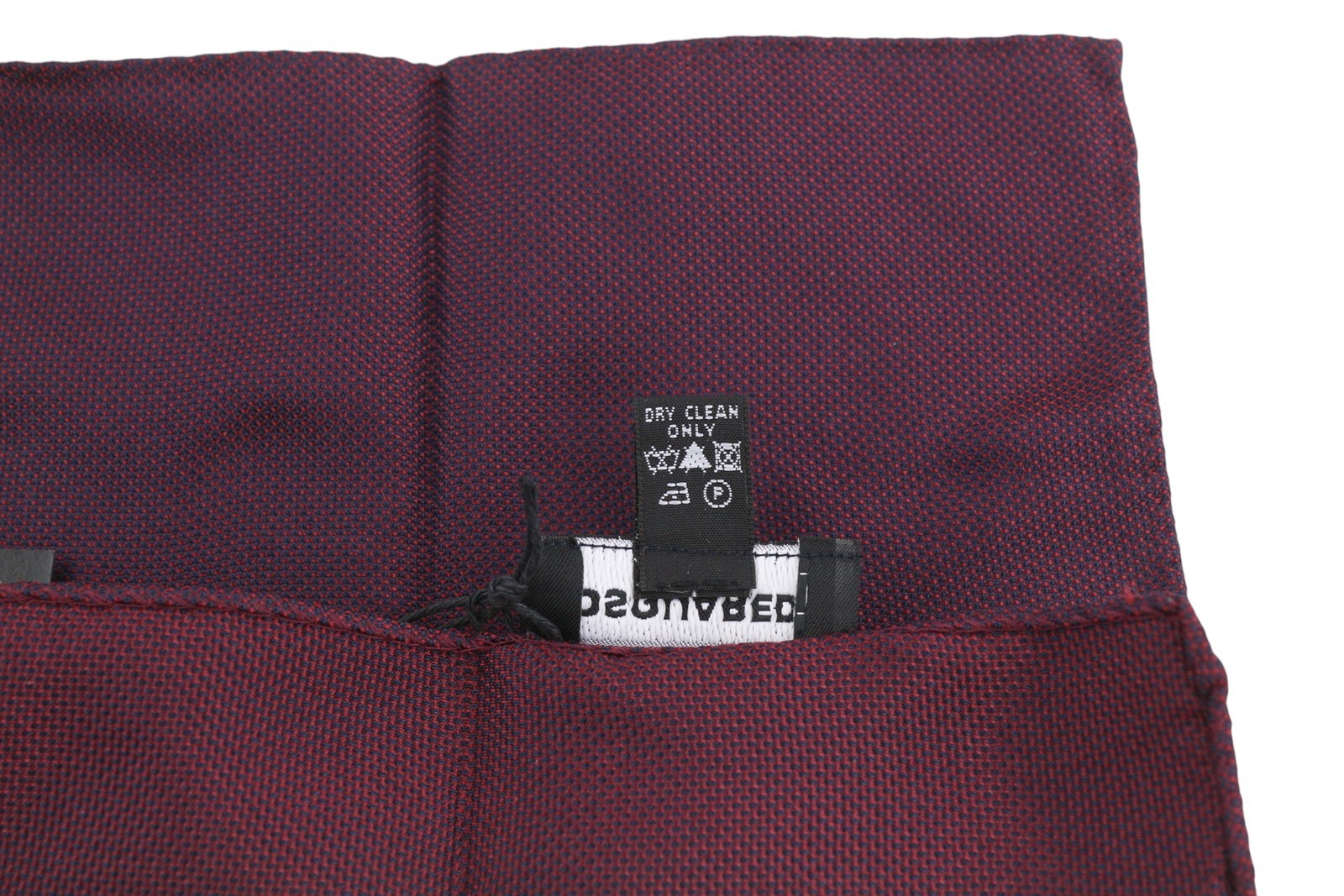 DSQUARED2 Men Handkerchief 20x20 CM Burgundy Silk Pocket Square Pattern RRP199