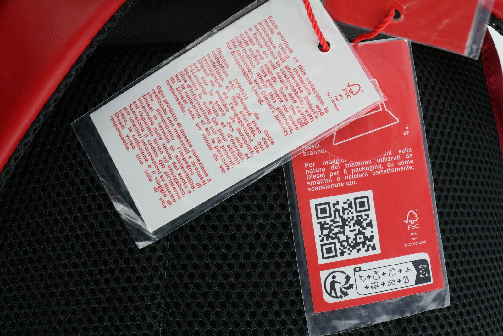 DIESEL Rave Berlyn Goa Men's Bag One Size Red Coated Backpack Logo Zip RRP250