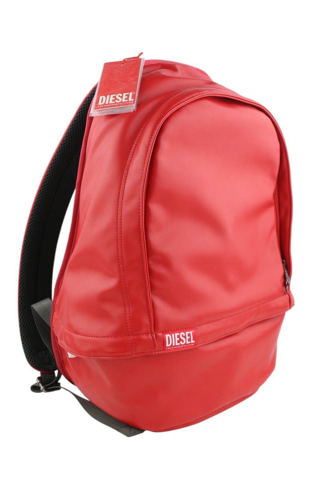 DIESEL Rave Berlyn Goa Men's Bag One Size Red Coated Backpack Logo Zip RRP250
