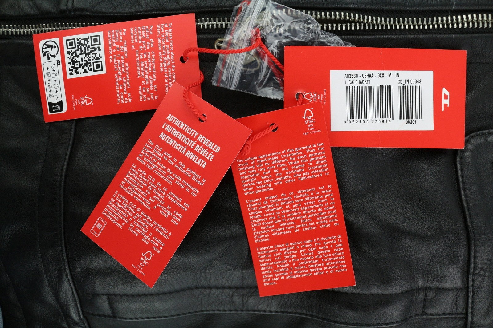 DIESEL L-Cale Men's Jacket M Black Cowhide Leather Polo Lightweight RRP650