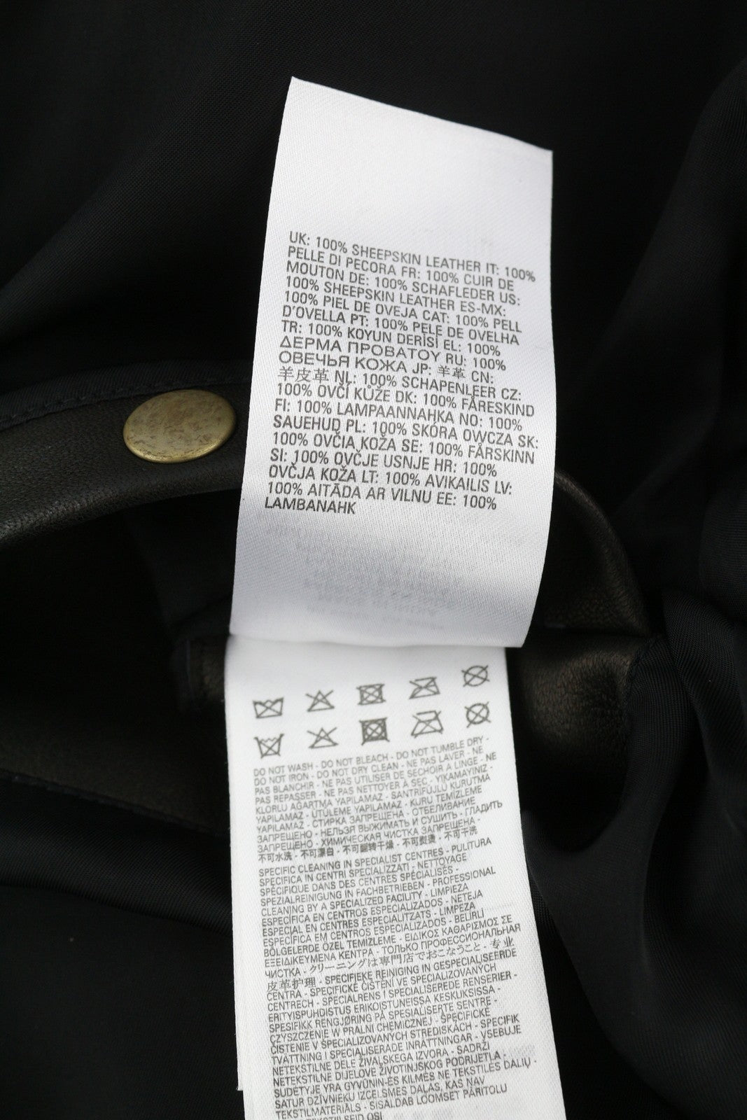 DIESEL L-Metalo Men Jacket 54 Black Sheepskin Leather Zip Lightweight RRP795