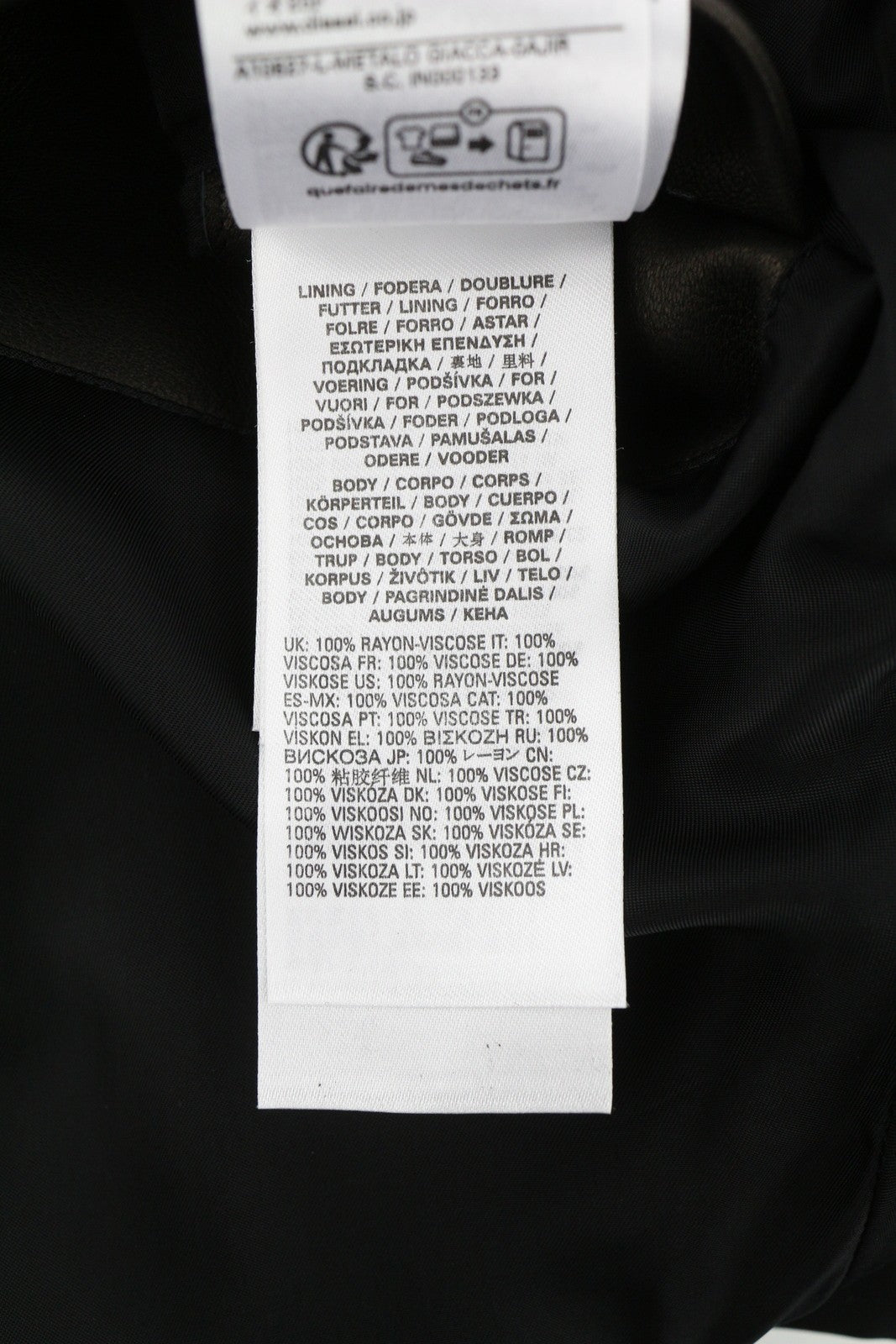 DIESEL L-Metalo Men's Jacket 56 Black Sheepskin Leather Zip Light Jacket RRP795