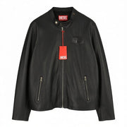 DIESEL L-Metalo Men's Jacket 54 Black Sheepskin Leather Zip Lightweight RRP795