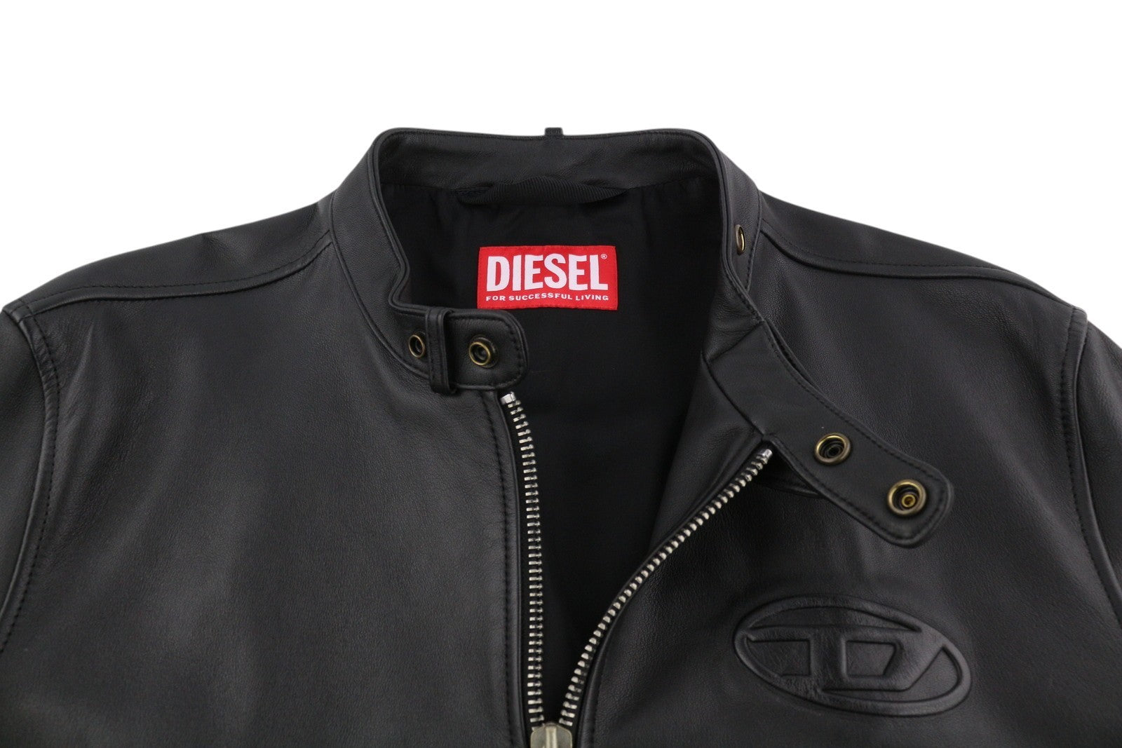 DIESEL L-Metalo Men's Jacket 54 Black Sheepskin Leather Zip Lightweight RRP795