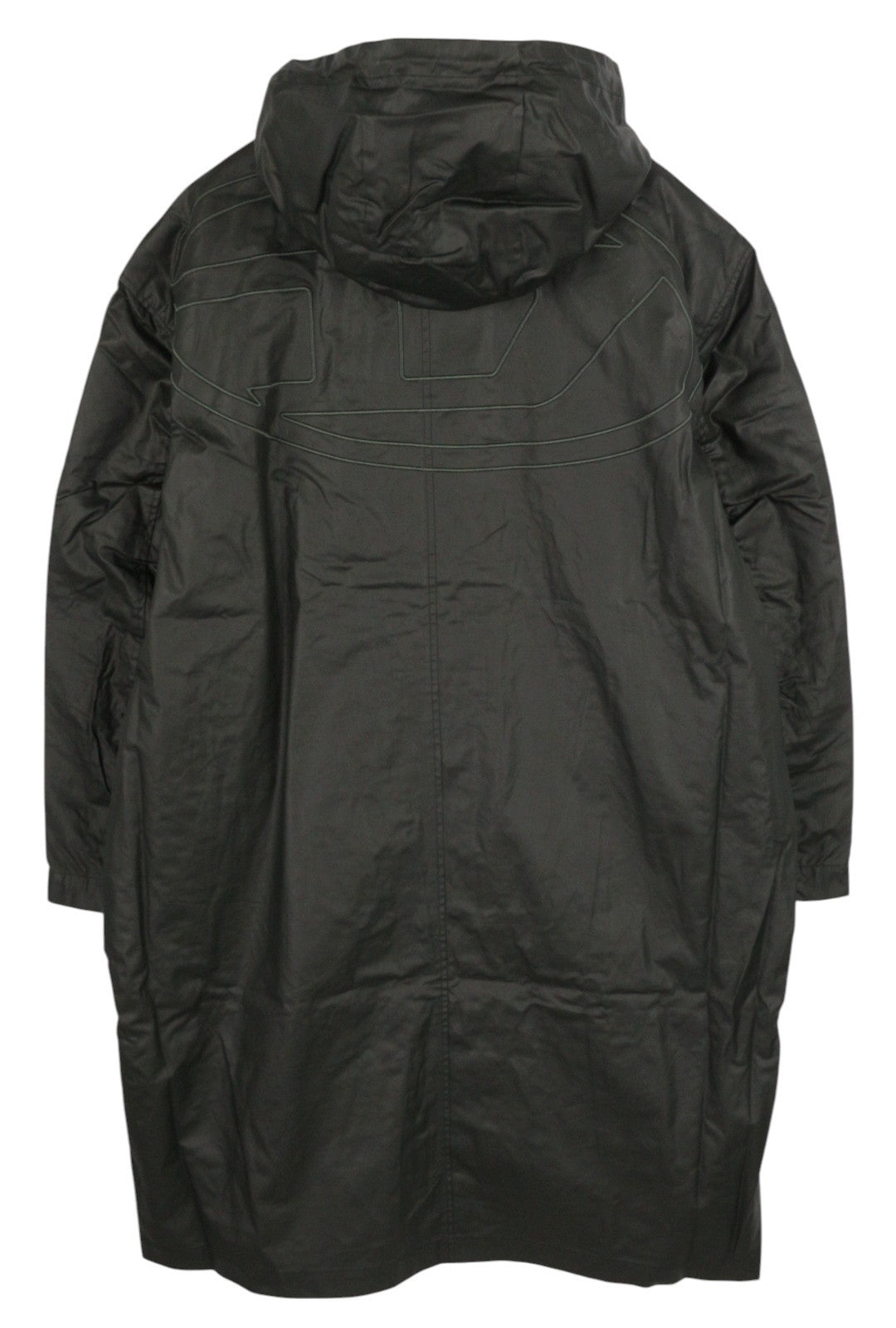 DIESEL J-Coat Men's Jacket 54 Black Coated Look Hooded Light Unlined Zip RRP375