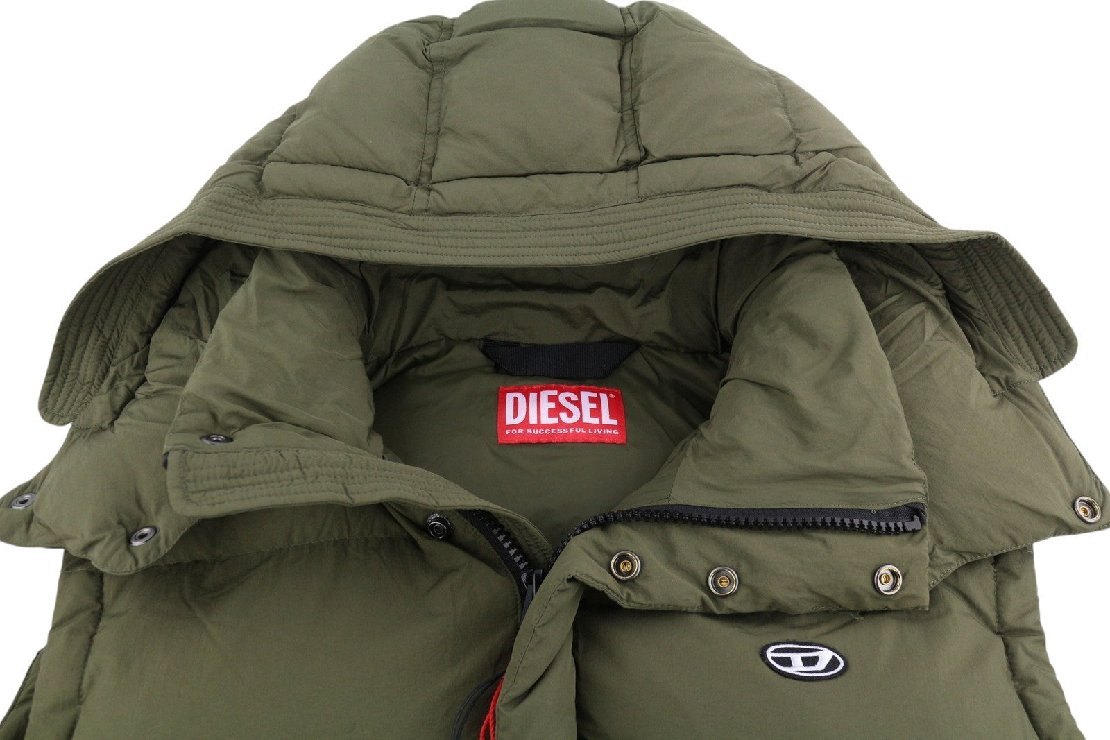 DIESEL W-Rolfys-SL-FD Men Waistcoat 48 Insulated Vest Removable Hood RRP275