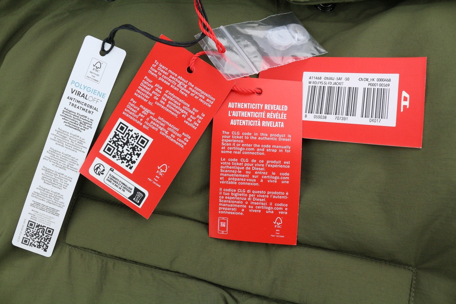 DIESEL W-Rolfys-SL-FD Men Waistcoat 50 Insulated Vest Zip Removable Hood RRP275