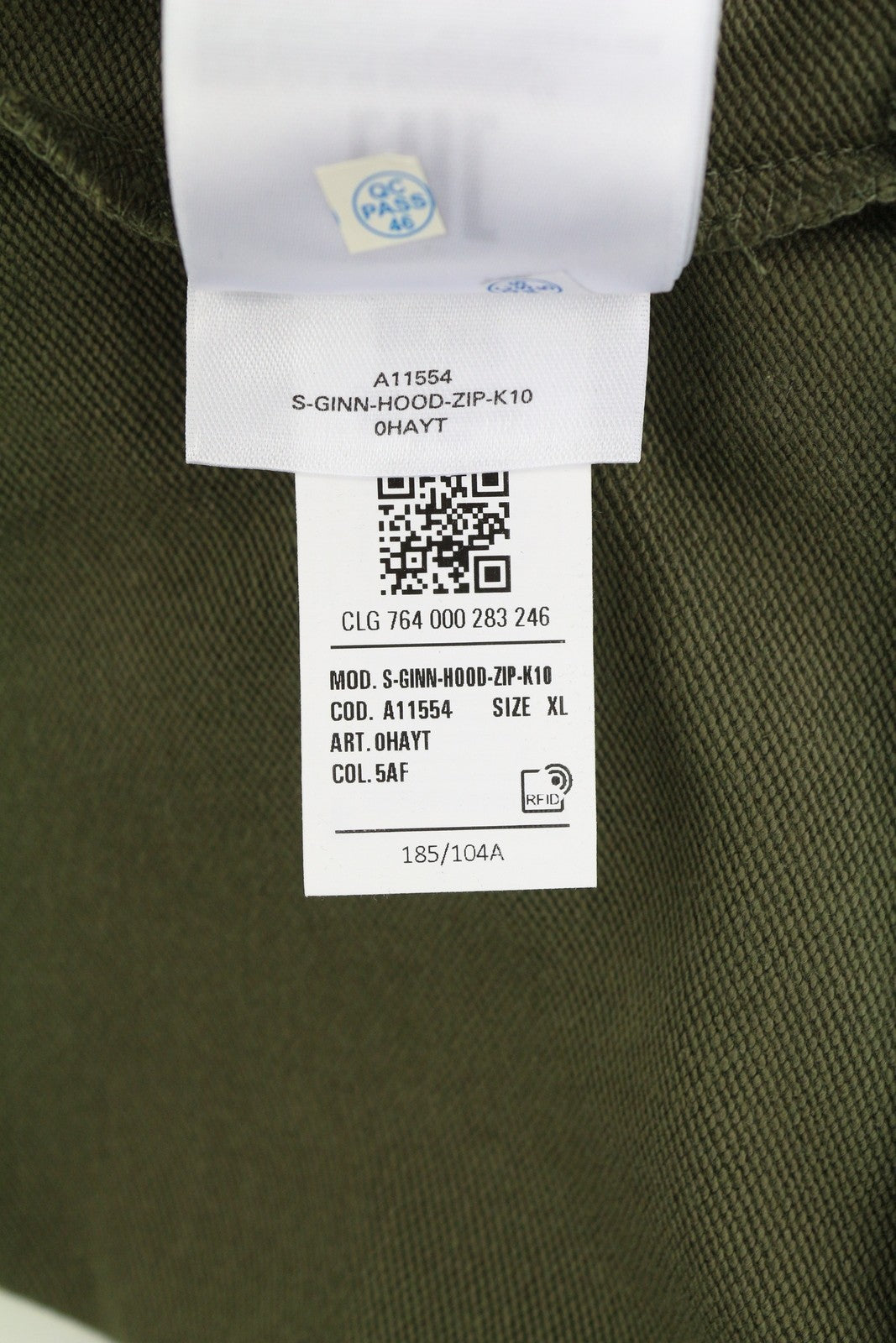 DIESEL S-Ginn-Hood-Zip-K10 Men's Hoodie XL Green Full-Zip Cotton Pockets RRP160