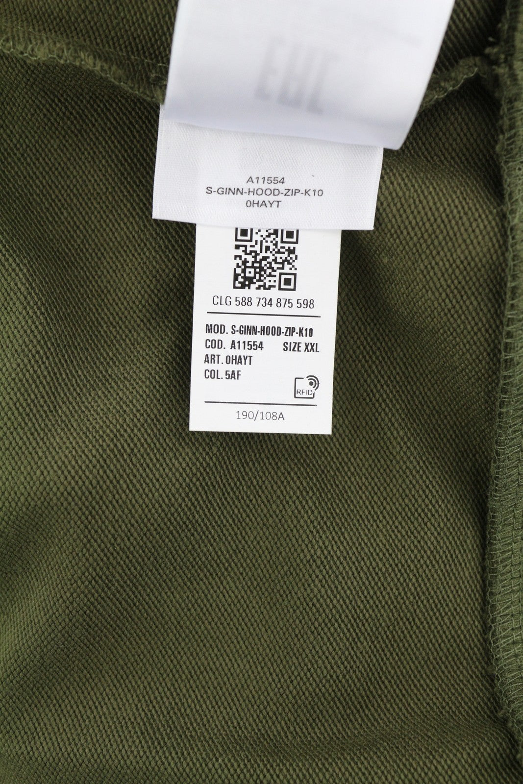 DIESEL S-Ginn-Hood-Zip-K10 Men's Hoodie 2XL Green Zip Cotton Pocketed RRP160