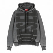 DIESEL S-Ginn-Hood-L1 Men Hoodie 2XL Grey Washed Pullover Hooded Pocket RRP250