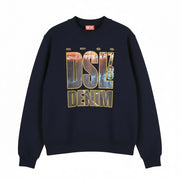 DIESEL S-Ginn-L3 Men's Sweatshirt M Dark Blue Crew Neck Pattern Pullover RRP150