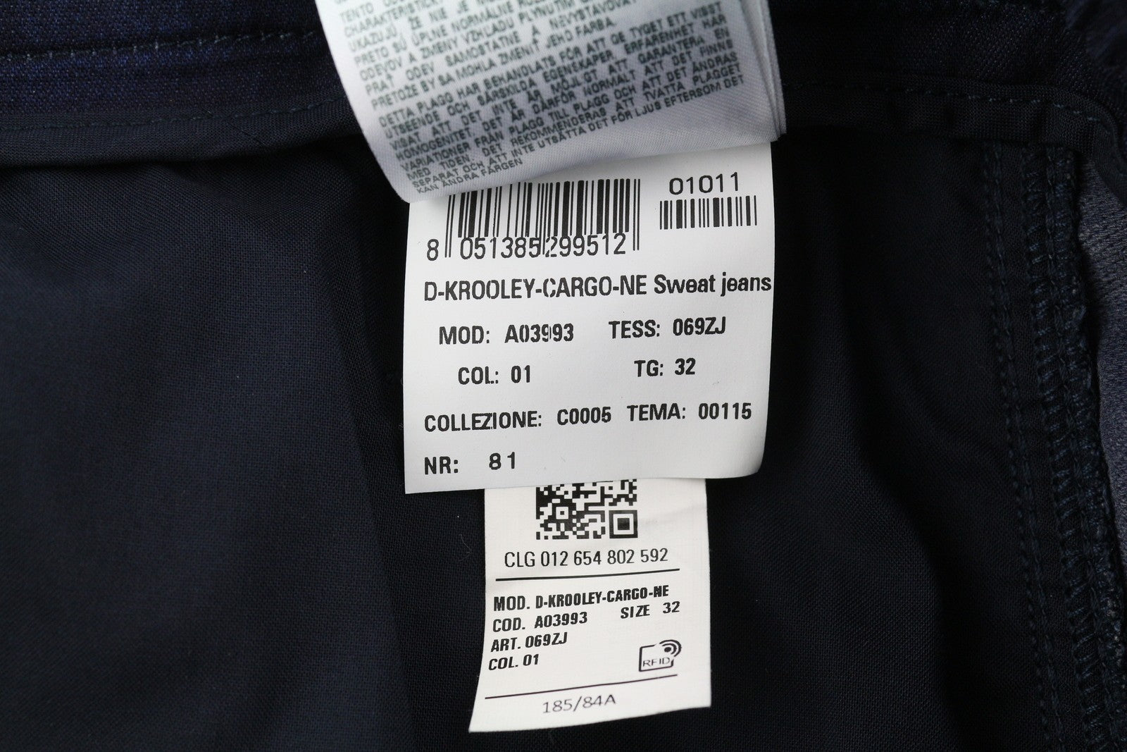 DIESEL D-Krooley-Cargo-Ne 069ZJ Men's Jeans W32 Blue Denim Belted Taper RRP295