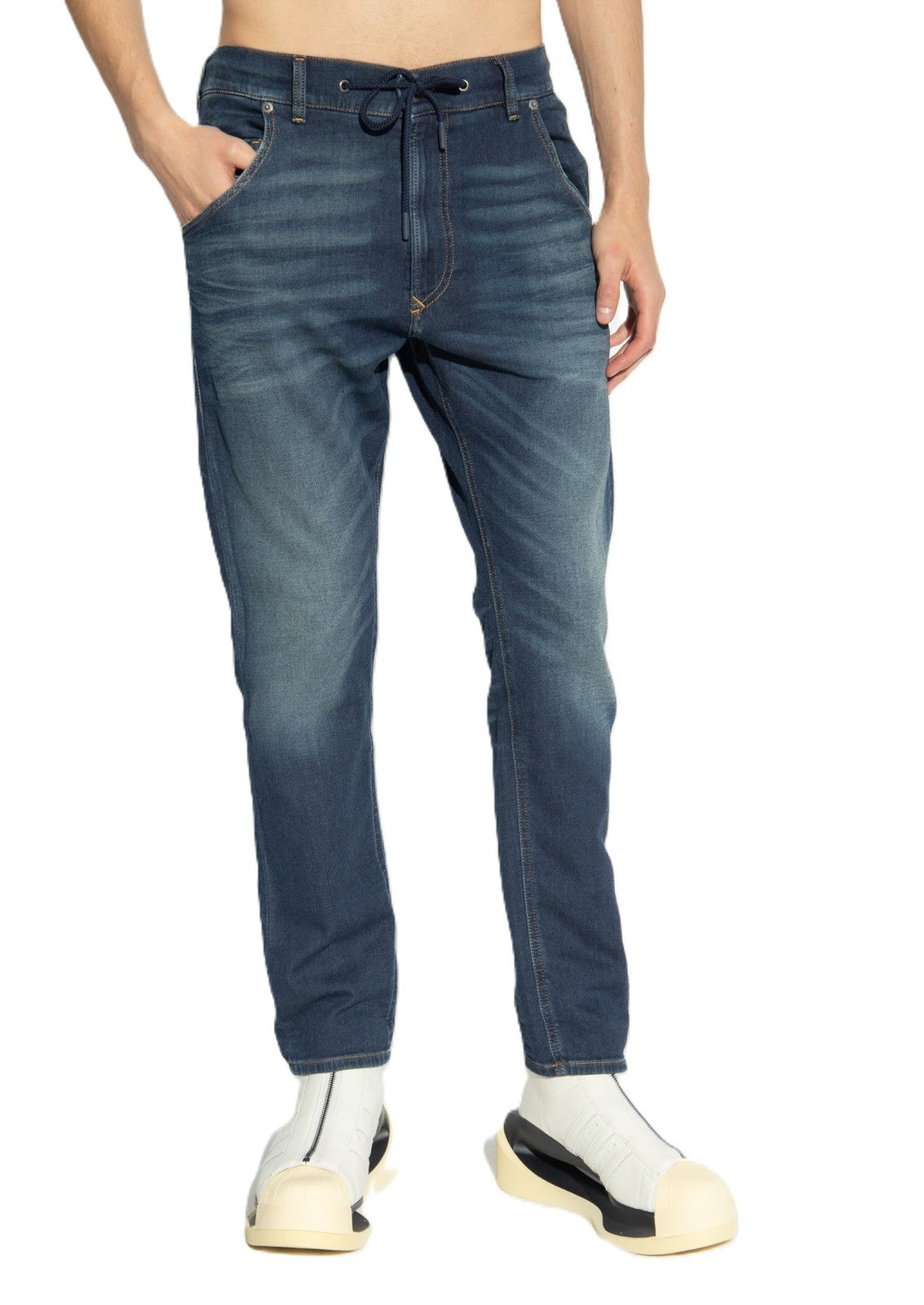 DIESEL Krooley-E-Ne 068HZ Men Jeans W34 Jogg Waist Drawstring Faded Blue RRP295