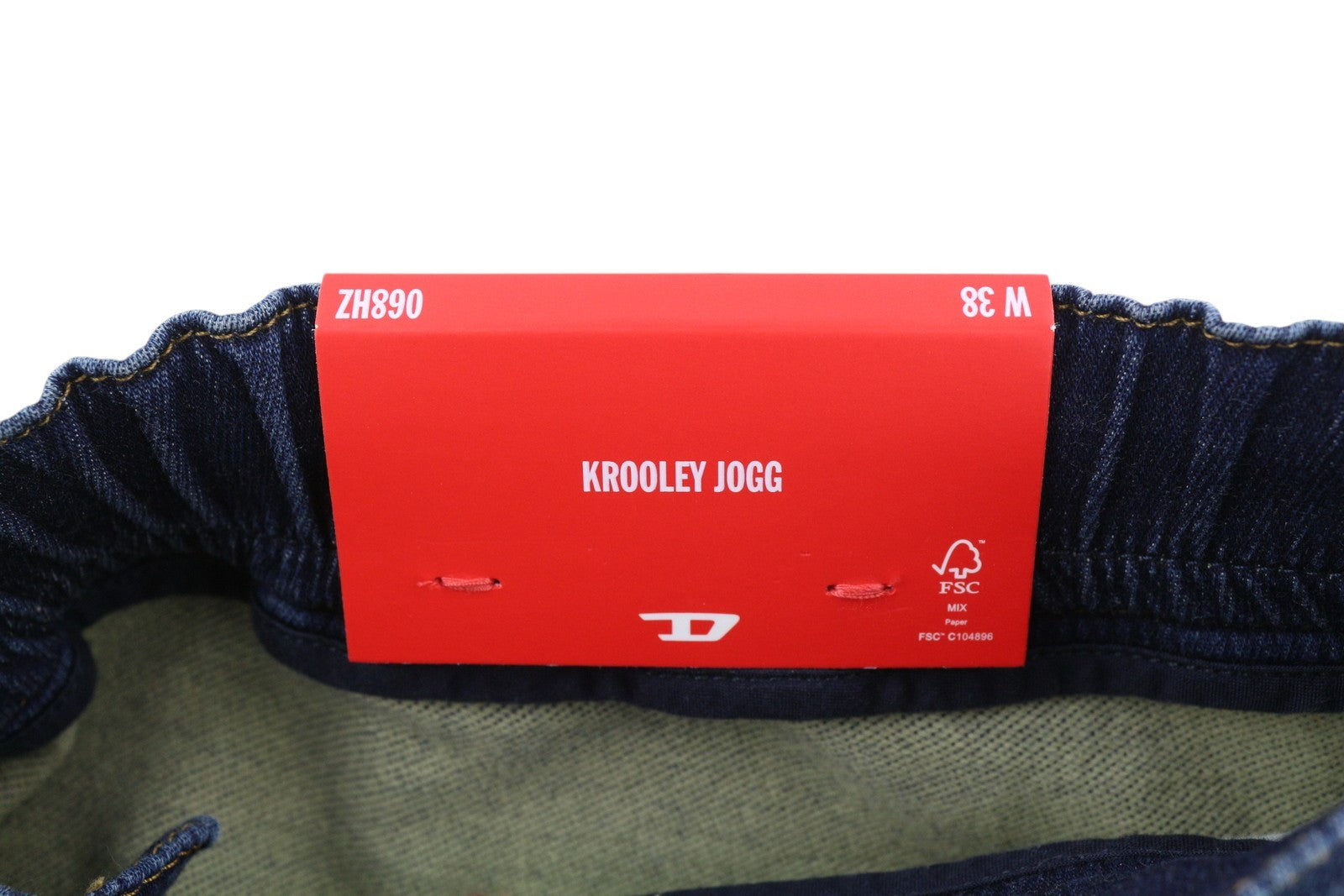 DIESEL Krooley-E-Ne 068HZ Men Jeans W38 Jogg Waist Drawstring Blue Faded RRP295