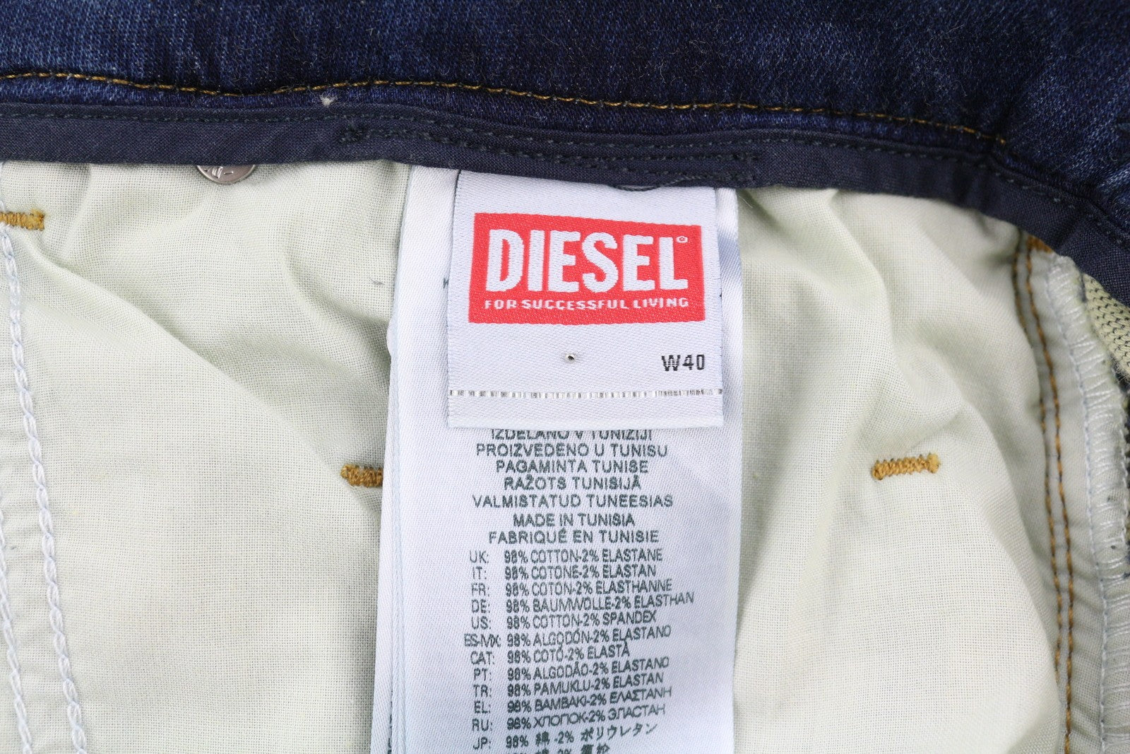 DIESEL Krooley-E-Ne 068HZ Men's Jeans W40 Jogg Drawstring Washed Blue Denim